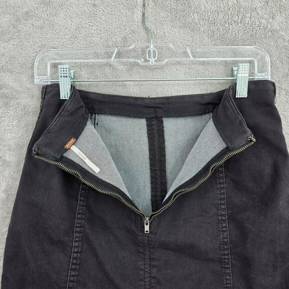 Free People Modern Femme Denim Stretch Skirt 10 Washed Out Faded Black Mini Goth - Picture 7 of 10